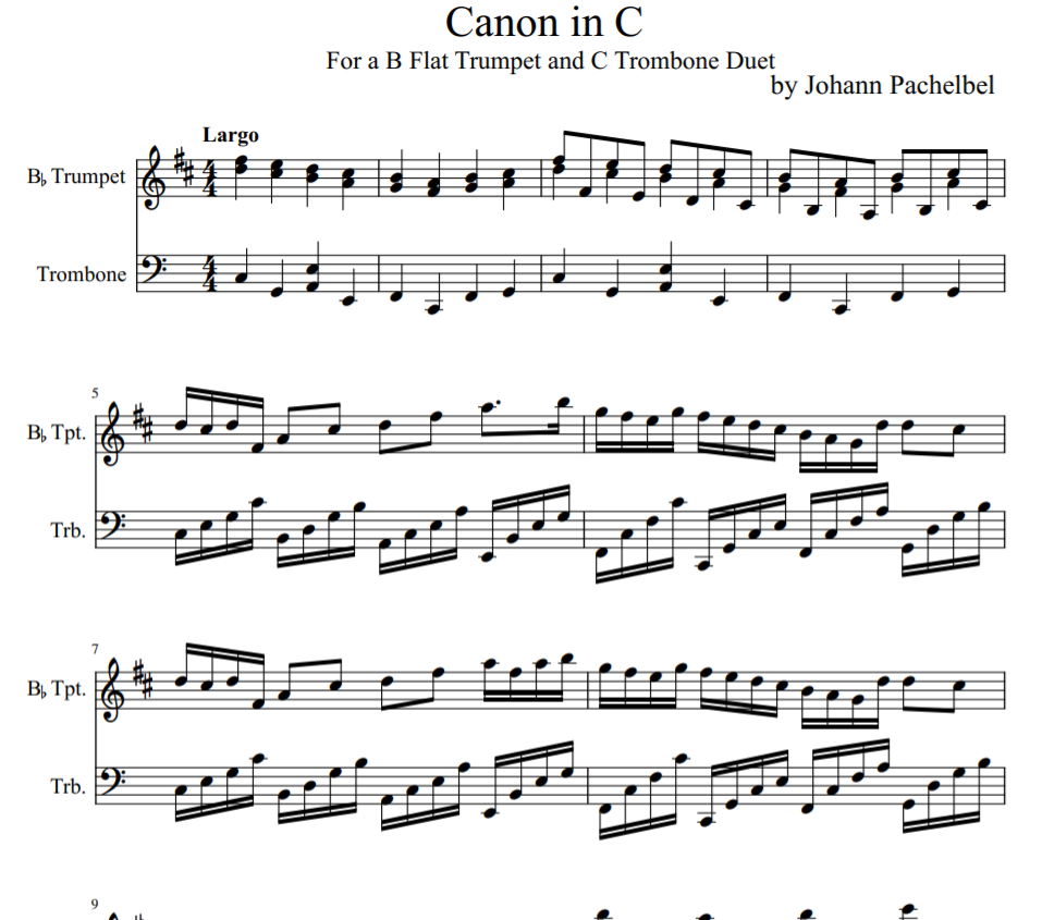 Canon in C for trumpet